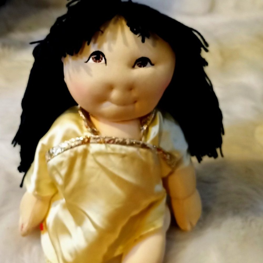 Vintage Large Stuffed Doll Embroidered Eyes